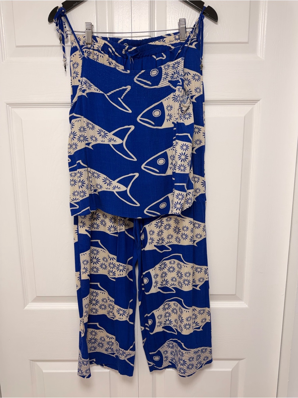 Rose + Olive Resort Blue Fish Print 2 Piece Set Size S